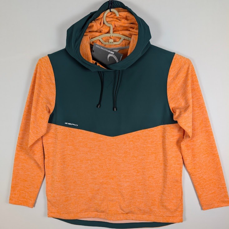 New Zero Restriction Tyson Hoodie Mens M Orange / Hunter Green Msrp $218